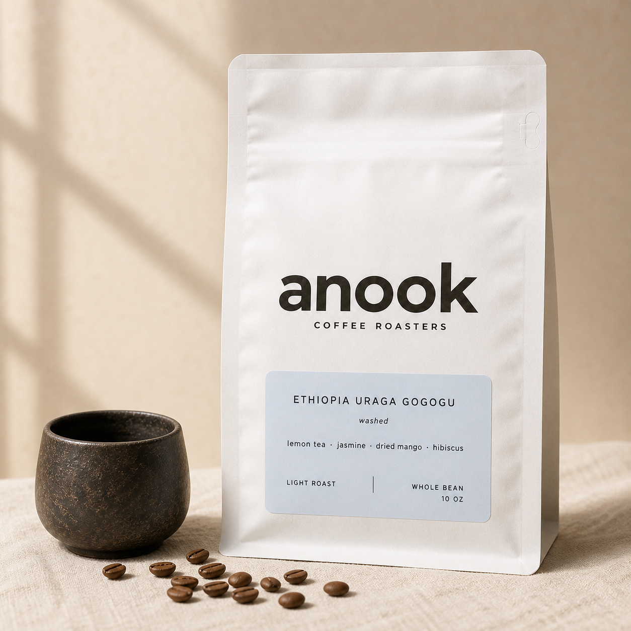 Anook coffee bag in soft morning light