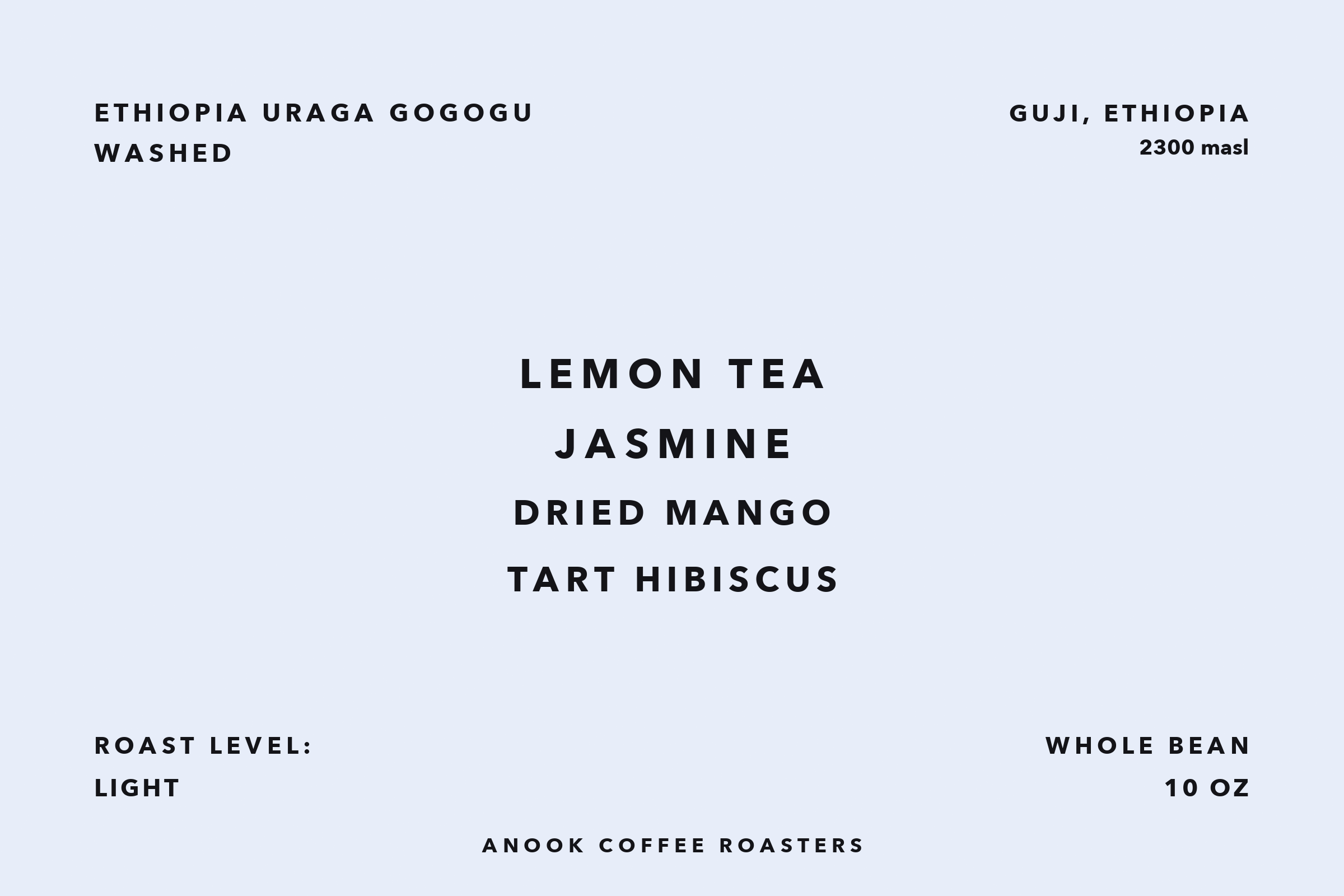 Anook Ethiopia Uraga Gogogu label design